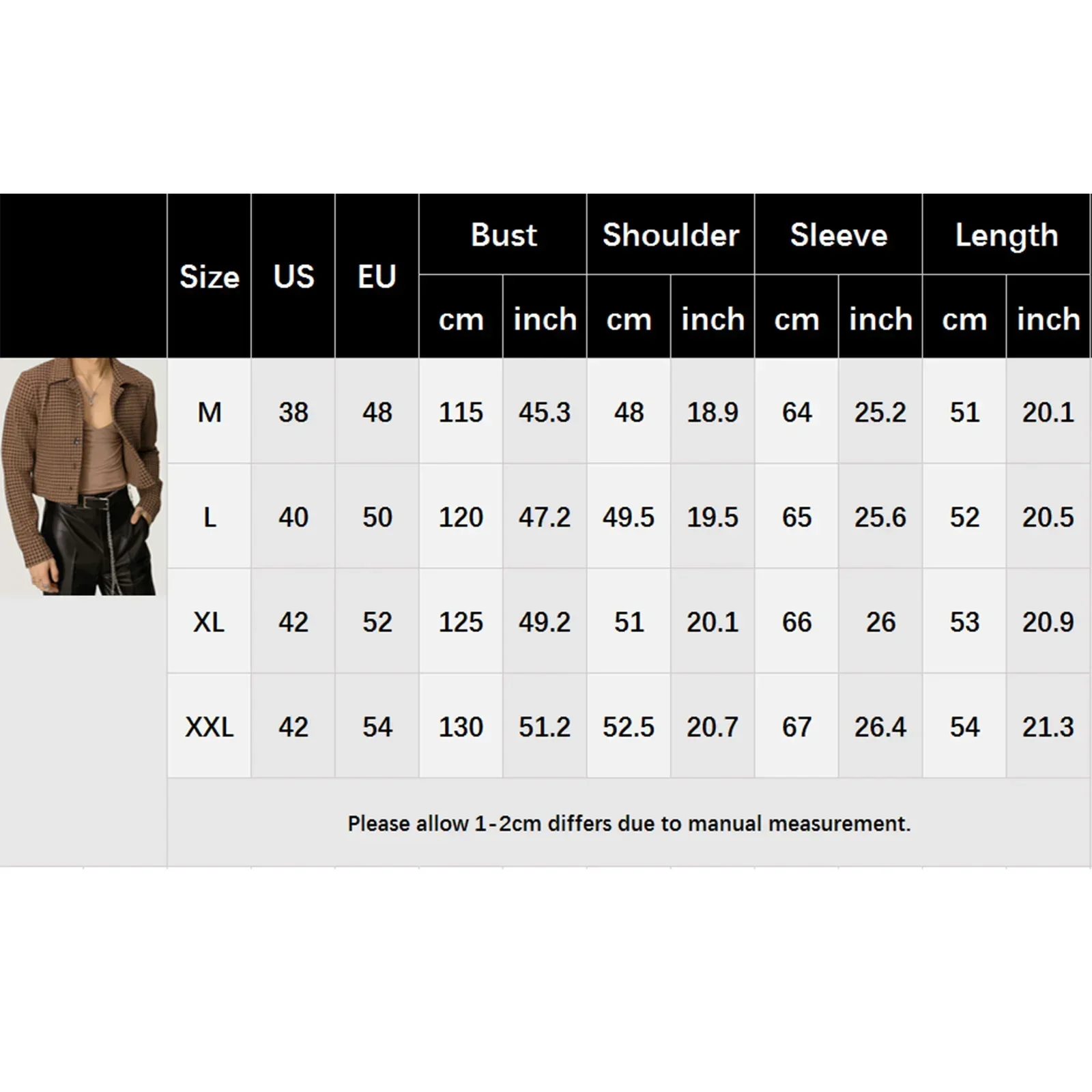 Мужская осенняя укороченная куртка с узором гусиные лапки пальто на пуговицах