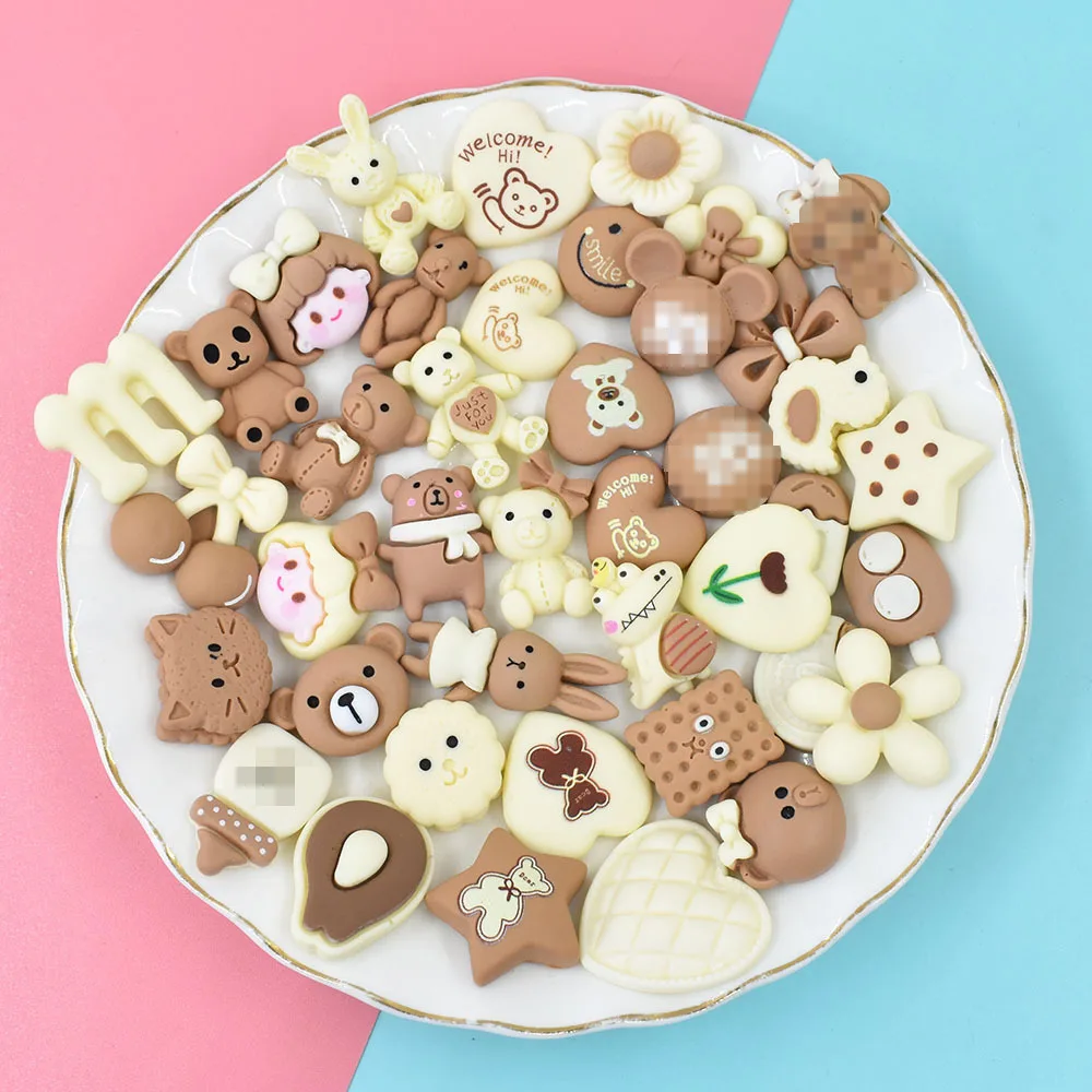 

10pcs Resin Mini Flatback Charms Mixed Styles Planar Flatback Cabochons Scrapbook Material Figure Craft Flat Back Embellishments