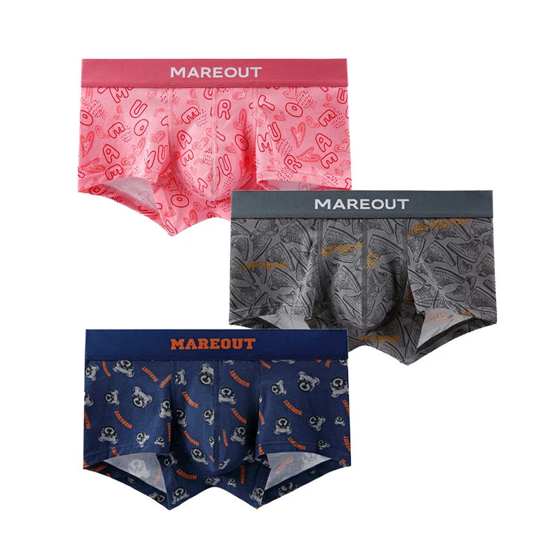 Lots Men's Organic Cotton Underwear Men Print Boxer Shorts Antibacterial Boxershorts Soft Breathable Man Panties Mens Underpants