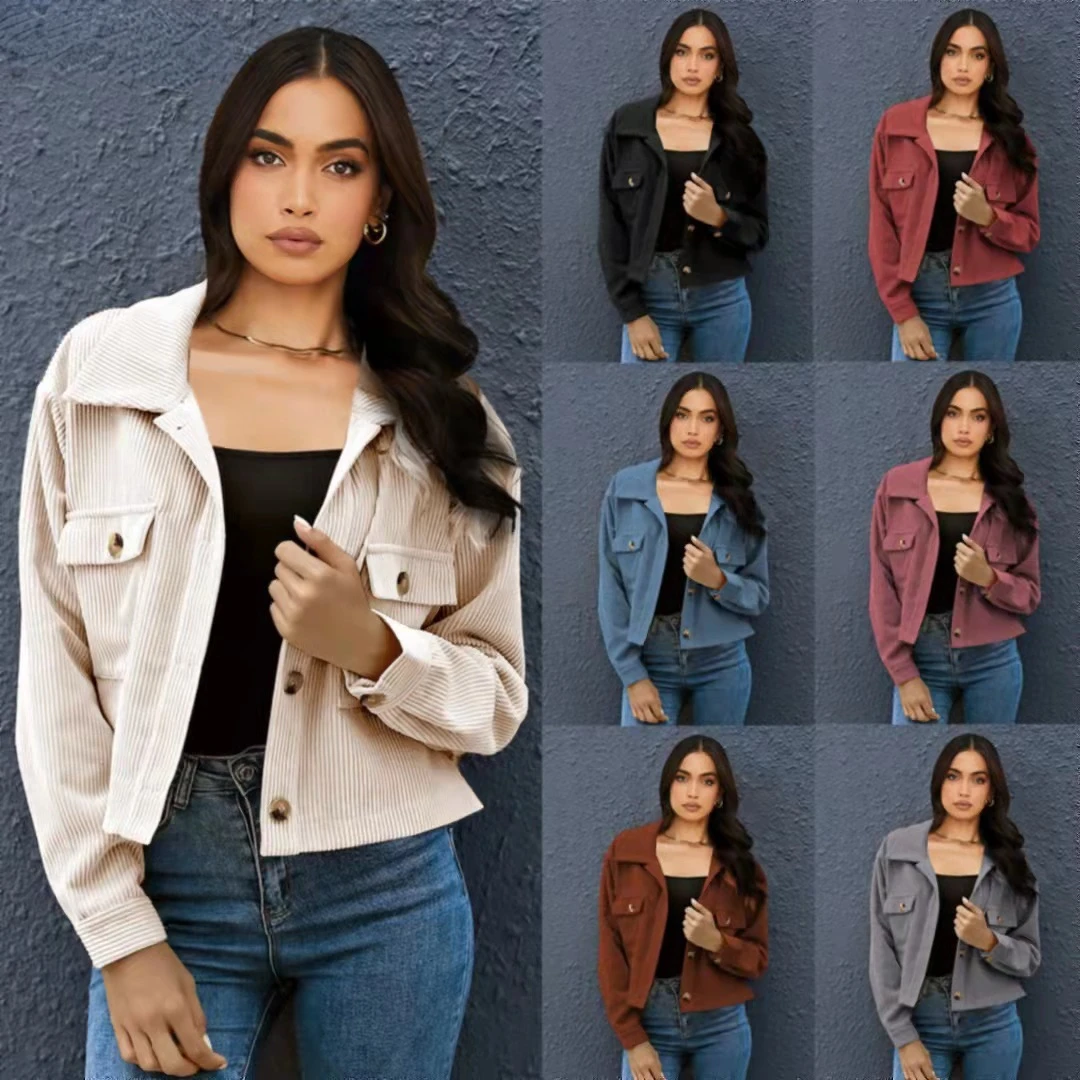 

2022 Women New Fashion Autumn And Winter Jackets Long Sleeve Tops Coat New Style Fashion Corduroy Shirt Coat