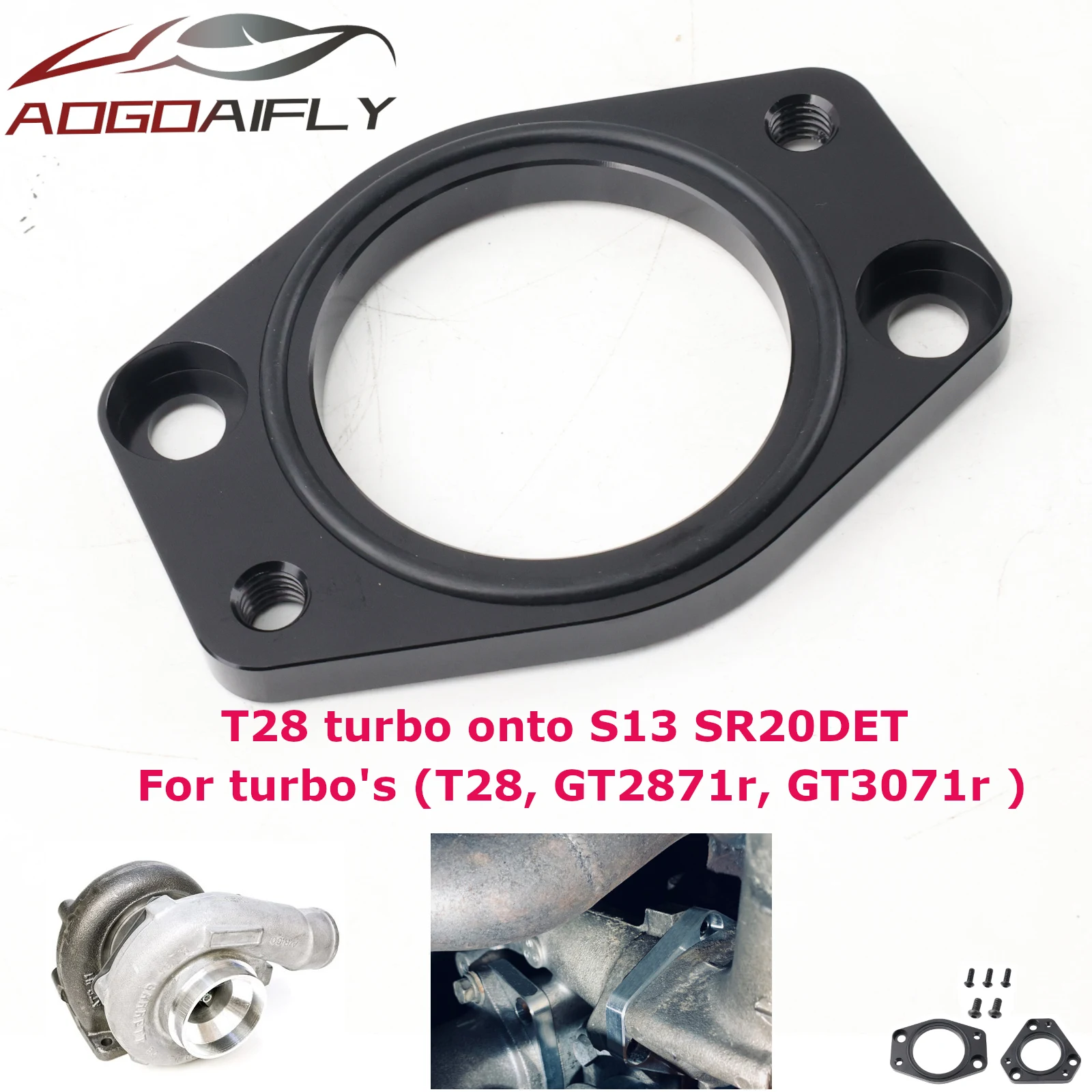 Фото Адаптерные пластины GT28 GT2871r GT3071r для турбокомпрессора T28 на S13 SR20DET для Nissan 240SX HATCH / SILVIA 89-94 №1