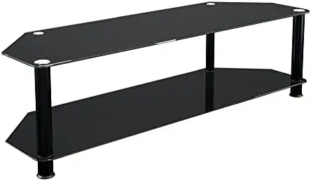 

TV Stand with Cable Management for up to 65-inch TVs, Chrome Legs, Clear Glass Cable organiser Cable organizer Cable puller Cabl