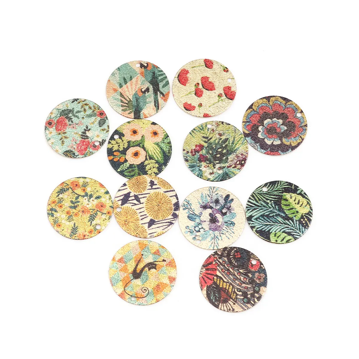 

5/10 PCs Enamel Painting Pendant Charms For Jewelry Making Round Gold Color Back Sparkledust For Bracelet DIY Findings 20mm Dia.