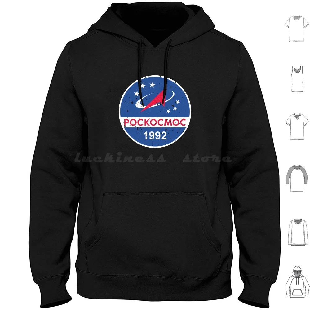 

Pockocmoc 1992 Hoodie cotton Long Sleeve Pockocmoc Roscosmos Russia Space Logo Russian Astronaut Stars Cosmonaut Space