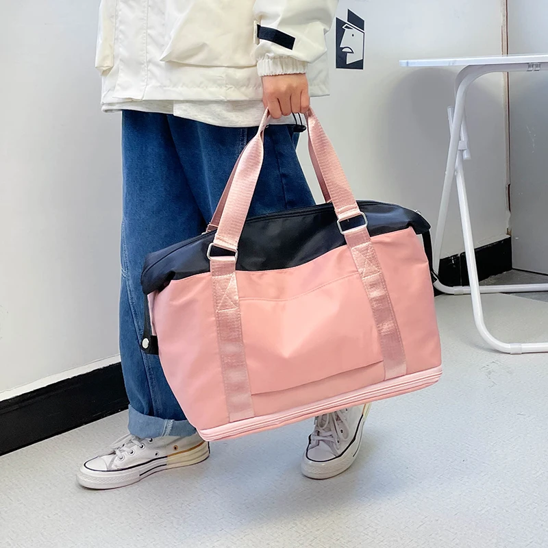Korean Version Of Travel Bag Female Light Fitness Business Trip Portable Light Luxury Folding Luggage Storage Bag Handbag M615