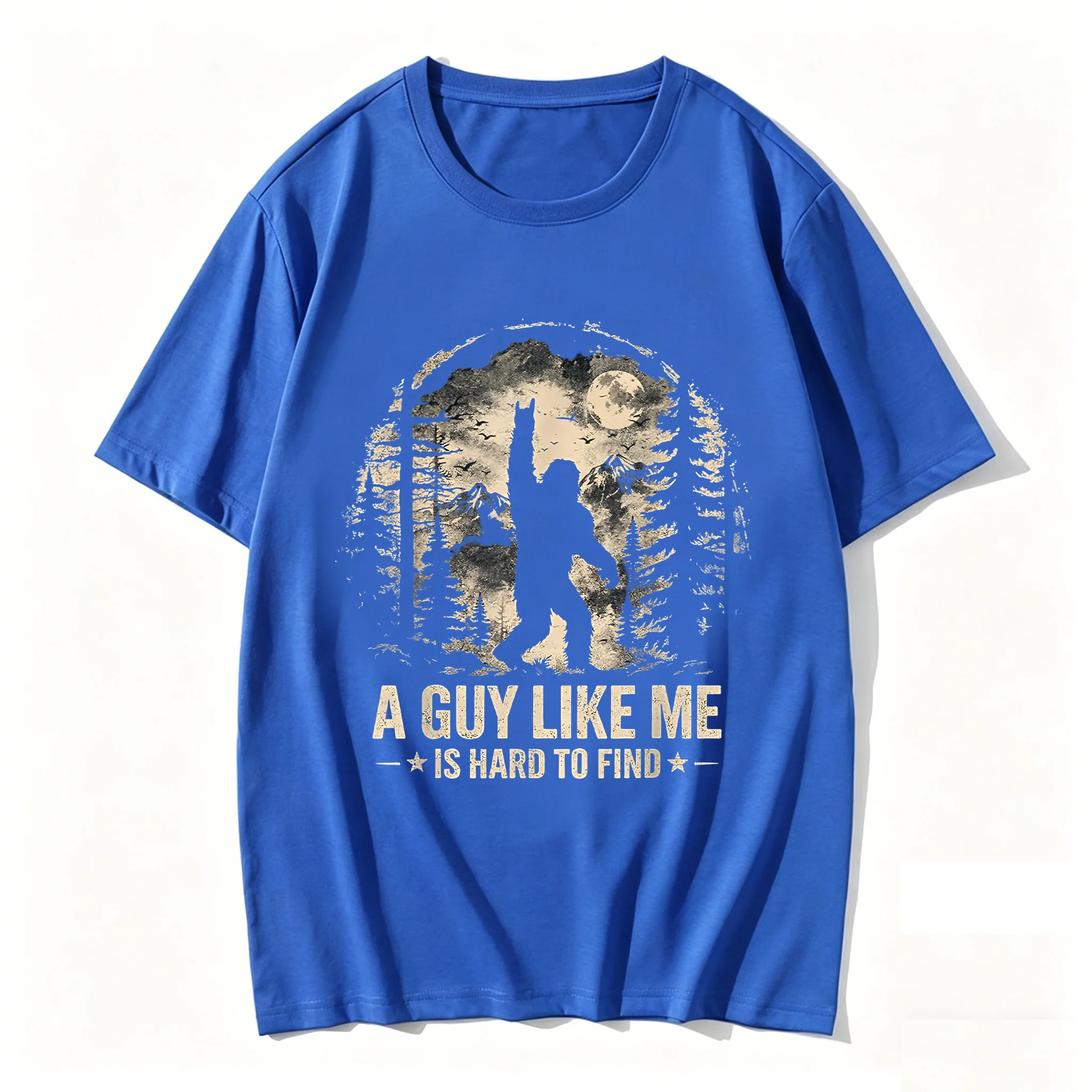 Фото Забавная мужская футболка из чистого хлопка с принтом Big Foot Rock A Guy Like Me is Hard to Find Sasquatch, необычная повседневная модель. №3