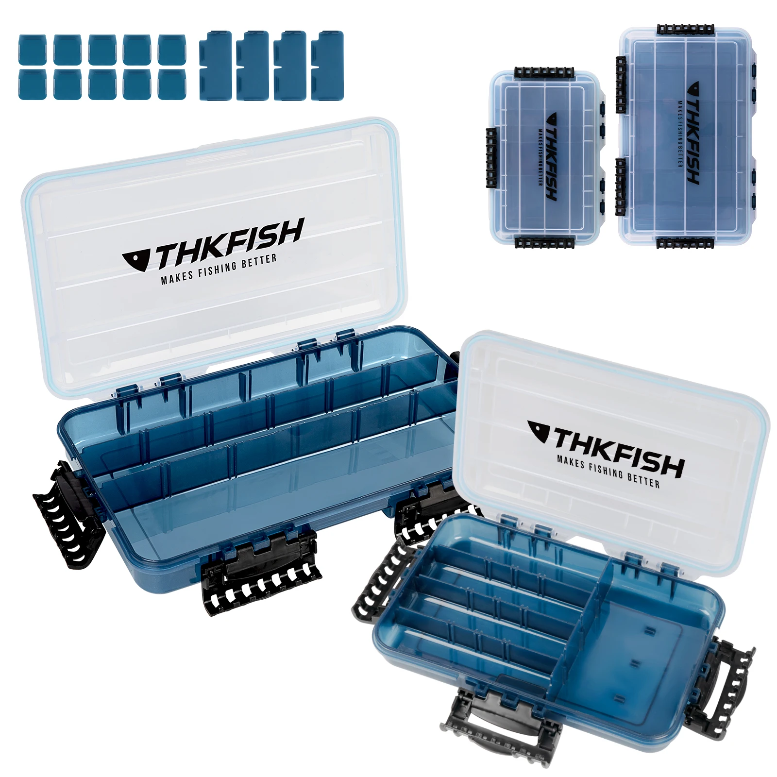 

THKFISH 1pc Fishing Tackle Box 3600 3700 No-Slip Design Waterproof Floating Adjustable Fishing Gear Boxes Storage Box Organizer