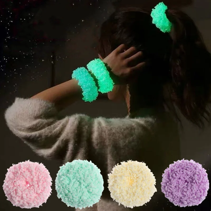Ful Luminous Plush Scrunchies Hairband Women Ponytail Headwear Elastic Hair Bands Fashion Hair Accessories Hot