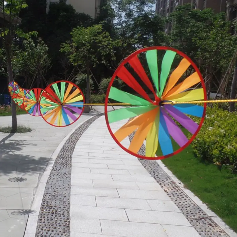 

N80C Colorful Turntable Windmill Garden Pinwheels with Rotate Plate Outdoor Backyard Carnival Celebration Pendant Decoration