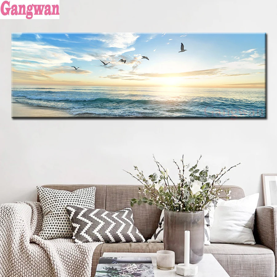 Натуральный морской пляж летающая птица пейзаж 5D DIY алмазная живопись вышивка