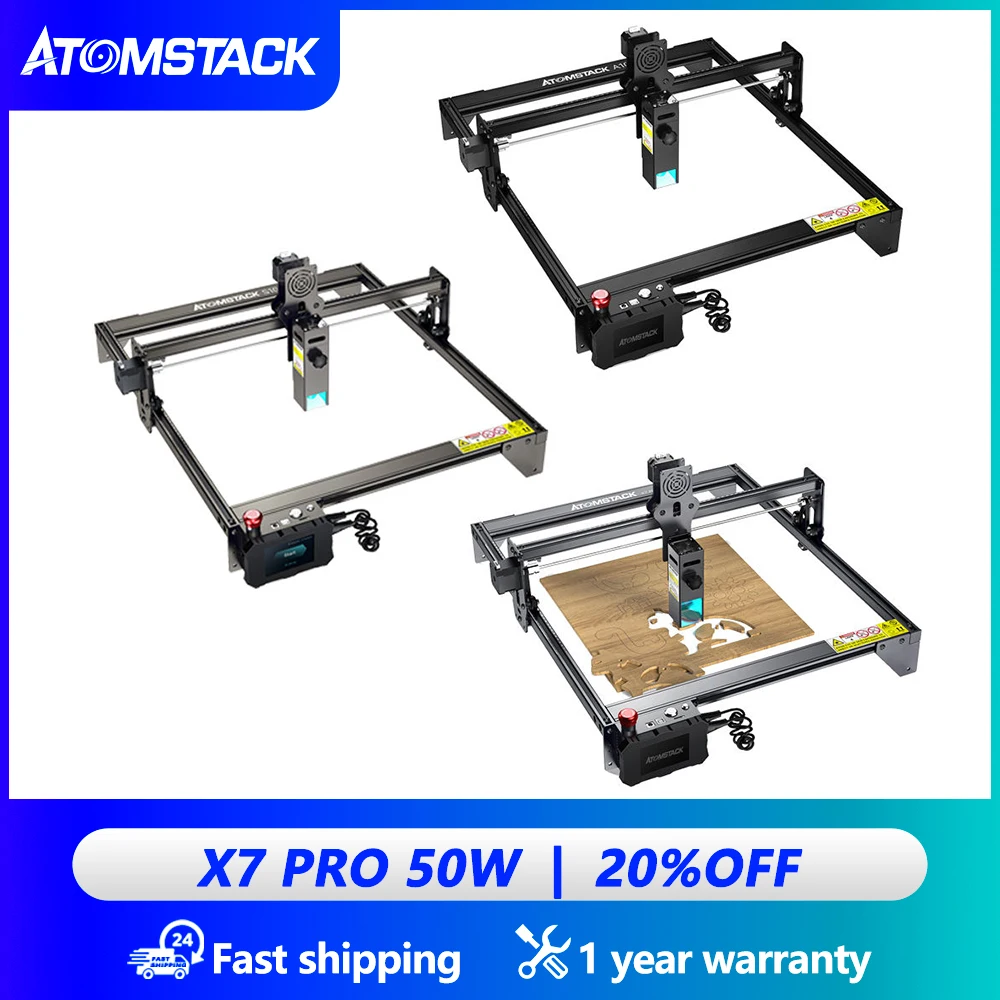 New ATOMSTACK X7 Pro 50W A10 Pro S10 Pro Small Laser Stamp CNC Granite Stone Silicone qr Code Laser Printer Engraver Machine