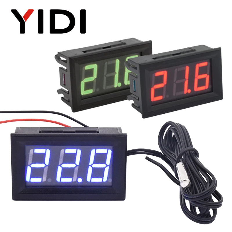 

0.56" LED Digital Thermometer DC 5V-12V, Car Incubator Aquarium Temperature Probe Sensor Meter Detector Weather Station Monitor