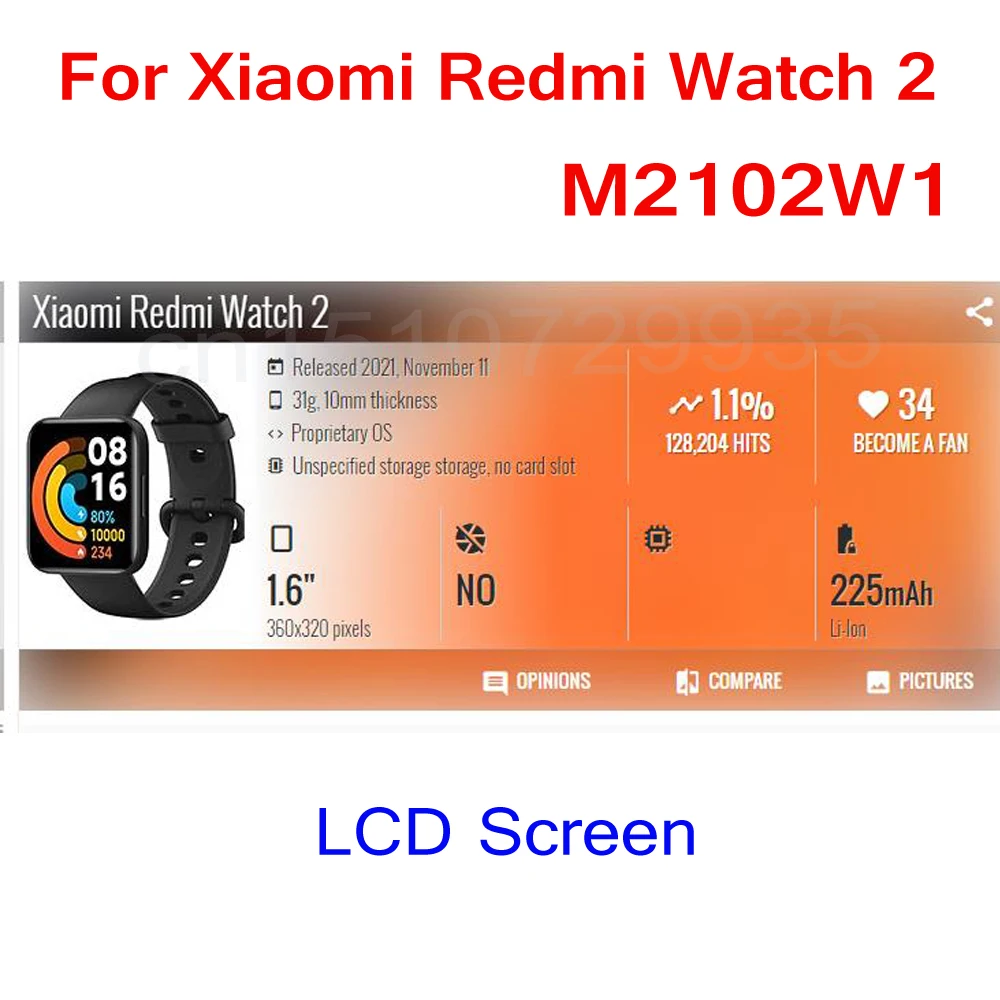 Оригинальный протестированный AMOLED ЖК-дисплей для Xiaomi Redmi Watch 2 дисплей сенсорный