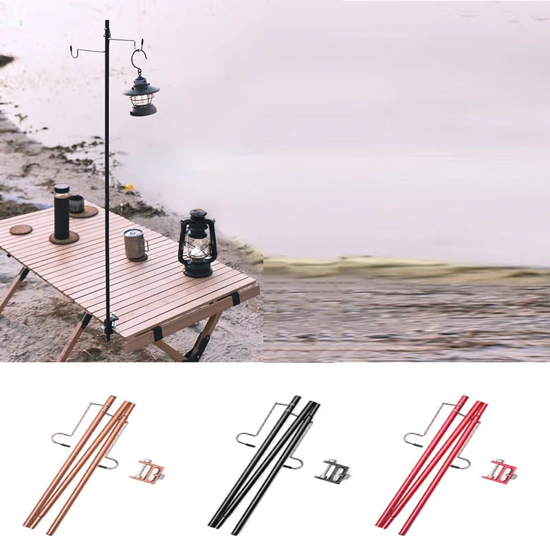 

Outdoor Camping Hiking Aluminum Alloy Foldable Lamp Post Pole Portable Fishing Hanging Light Fixing Stand Holder Lantern Stand