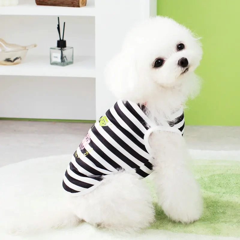 Summer Dog Shirts Pet Clothes for Dogs Cats Striped Vest Clothing for Small Dogs Poodle Chihuahua Yorkie Clothes for Puppy Vests images - 6