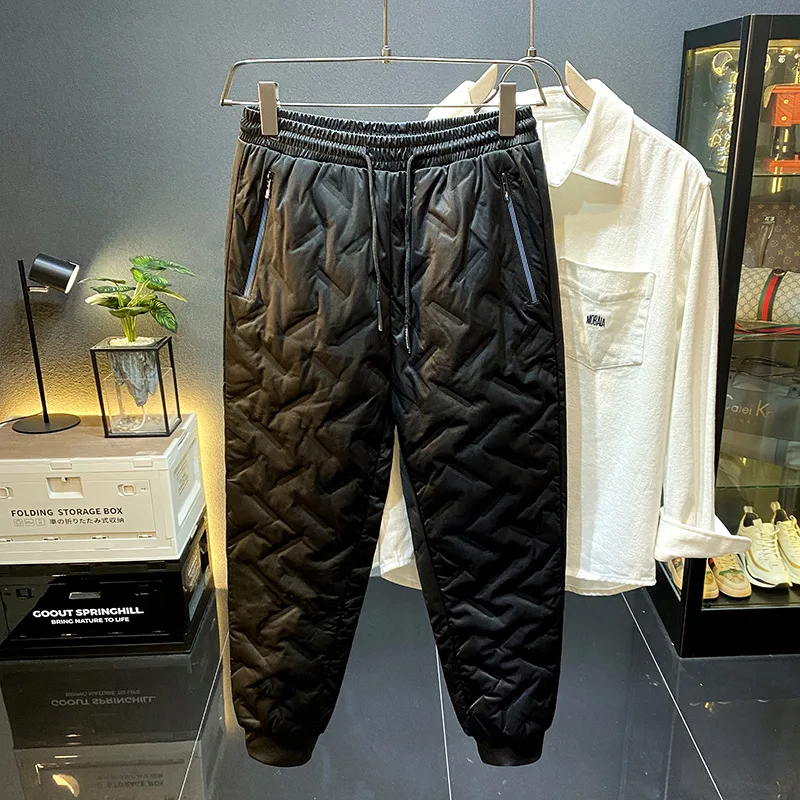 Высококачественные зимние пуховые ватные брюки мужские уличные белые утиные