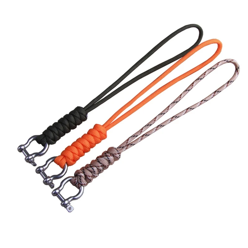 

Wrist Lanyard Metal Military Key Ring Braided Rope Emergency Survival Umbrella