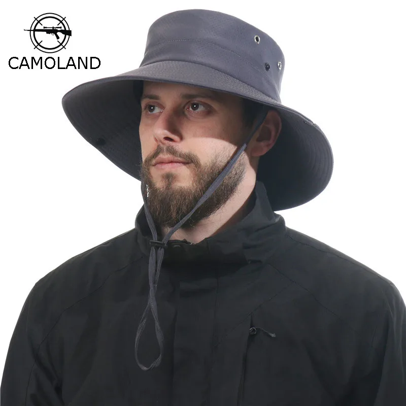 

CAMOLAND Summer UV Protection Sun Hats For Women Men Causal Anti UV Bucket Hat Male Hiking Fishing Hat Outdoor Boonie Cap