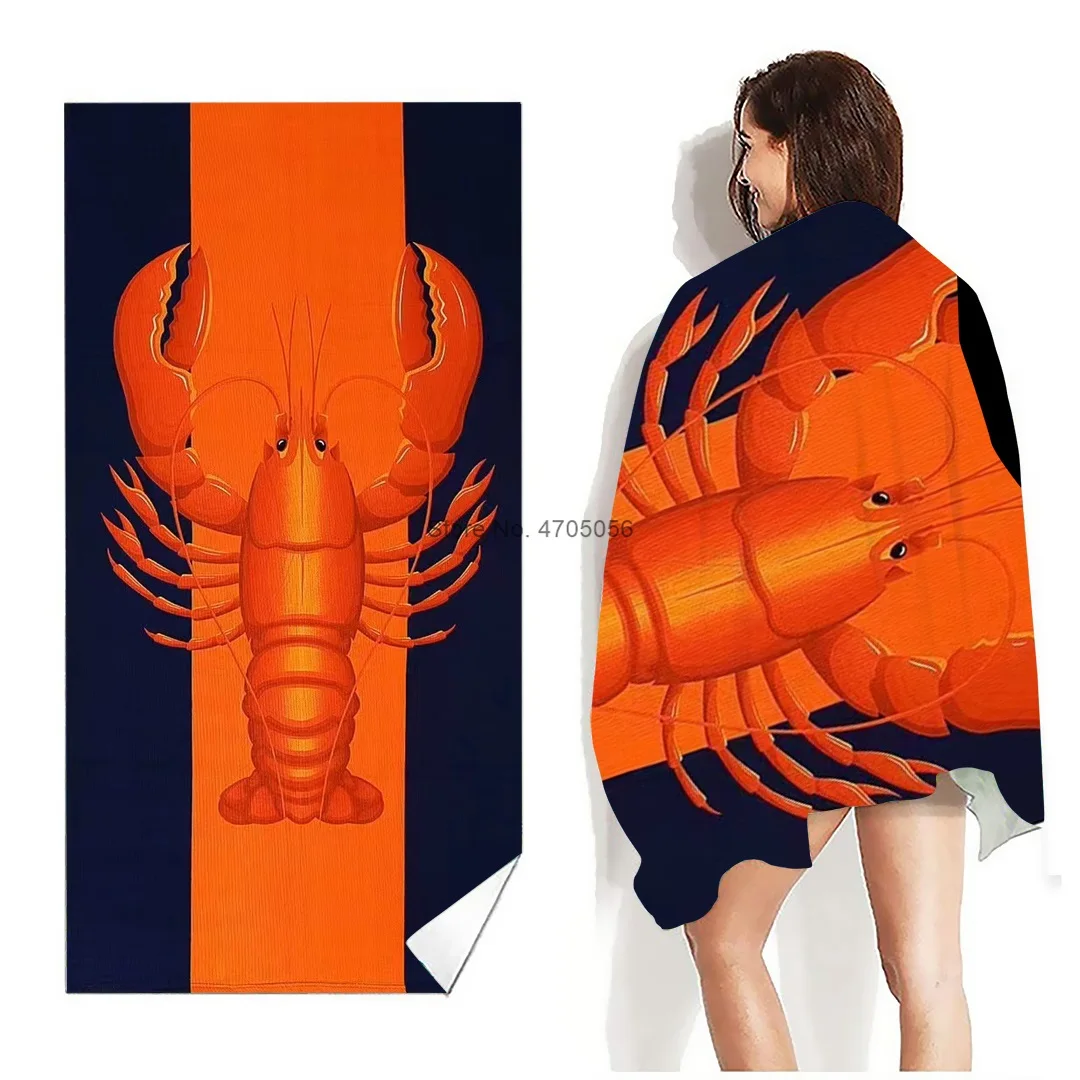 Super Soft Ultrafine Fiber Lobster Pattern Quick Dry Bath Towel Absorbent Washcloth