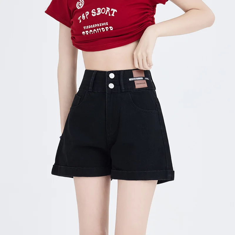 Summer Fashion Thin High Waist Jeans Solid Color Slim Fit High Street Shorts Casual Versatile Short Pants for Women 2023