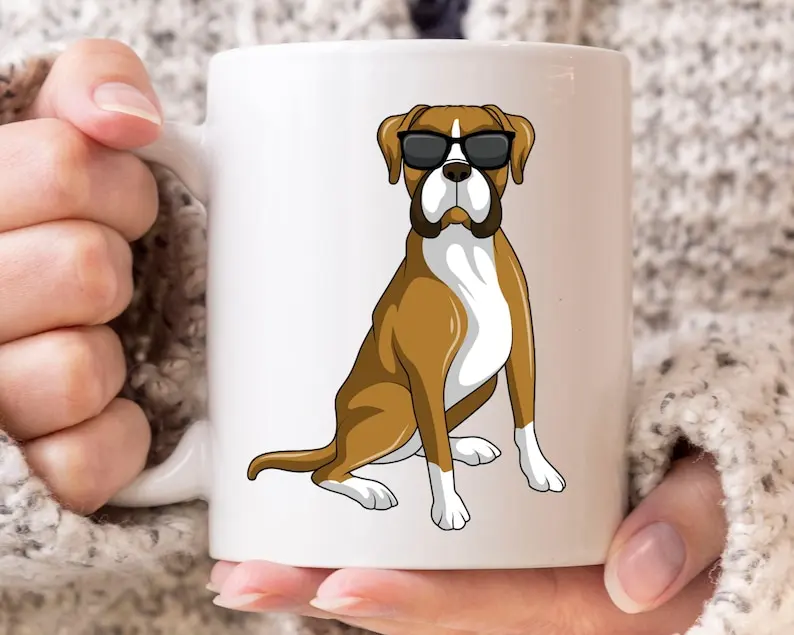 

Boxer Dog Wearing Sunglasses Coffee Mug, German Boxer Graphic, Deutscher Boxer, Boxer Dog Cup, German Breed, Gift For Dog Lovers