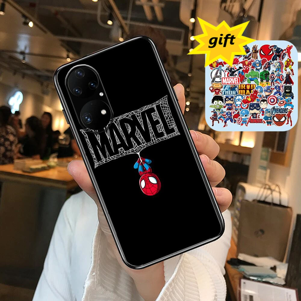 

Marvel SpiderMan With gifts Phone Case For Huawei p50 P40 p30 P20 10 9 8 Lite E Pro Plus Black Etui Coque Painting Hoesjes comic