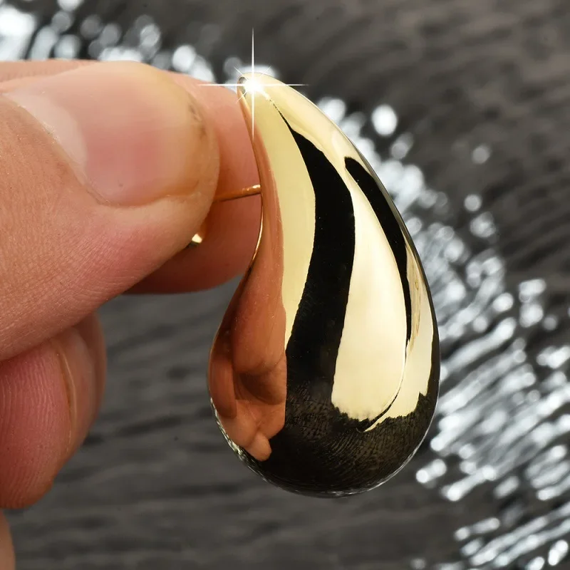 Модные новые высококачественные гладкие серьги-капли из 18-каратного золота с