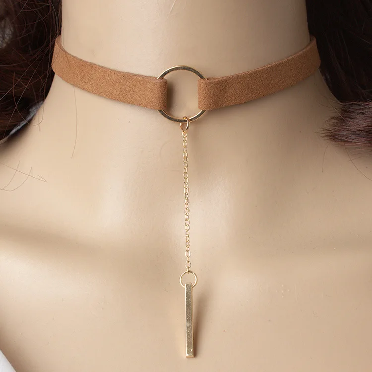 

Korean velvet wide strap accessories in-line pendant necklace personality clavicle chain jewelry wholesale