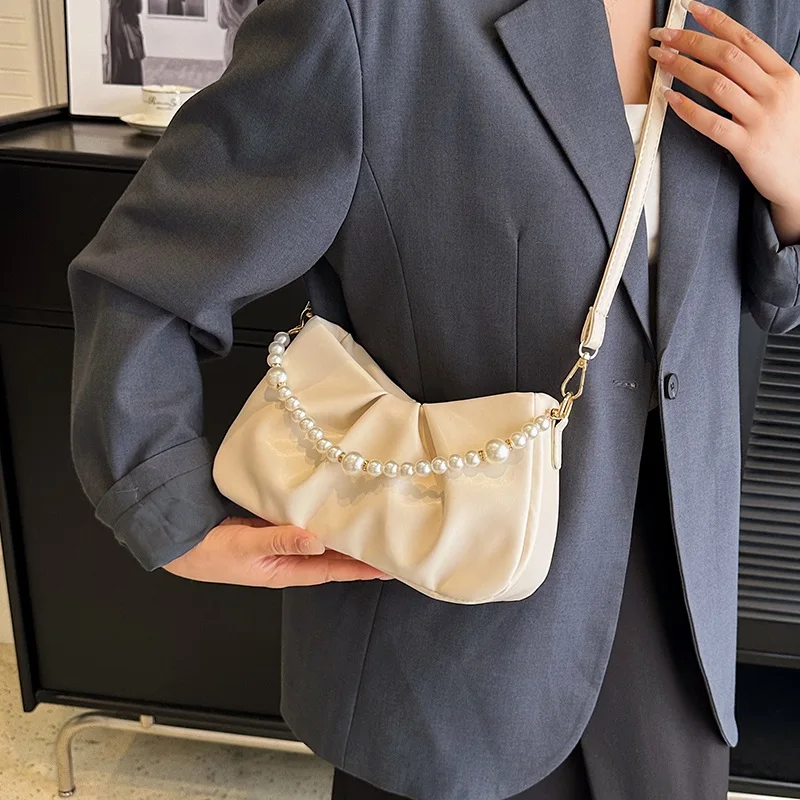 

Женская сумка через плечо, повседневная сумка-тоут в стиле облака, плиссированная Сумка-тоут, однотонные сумки