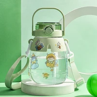 1 3l kids cute water bottle with straw for children portable travel drinking kawaii tumbler juice bubble tea cups gift