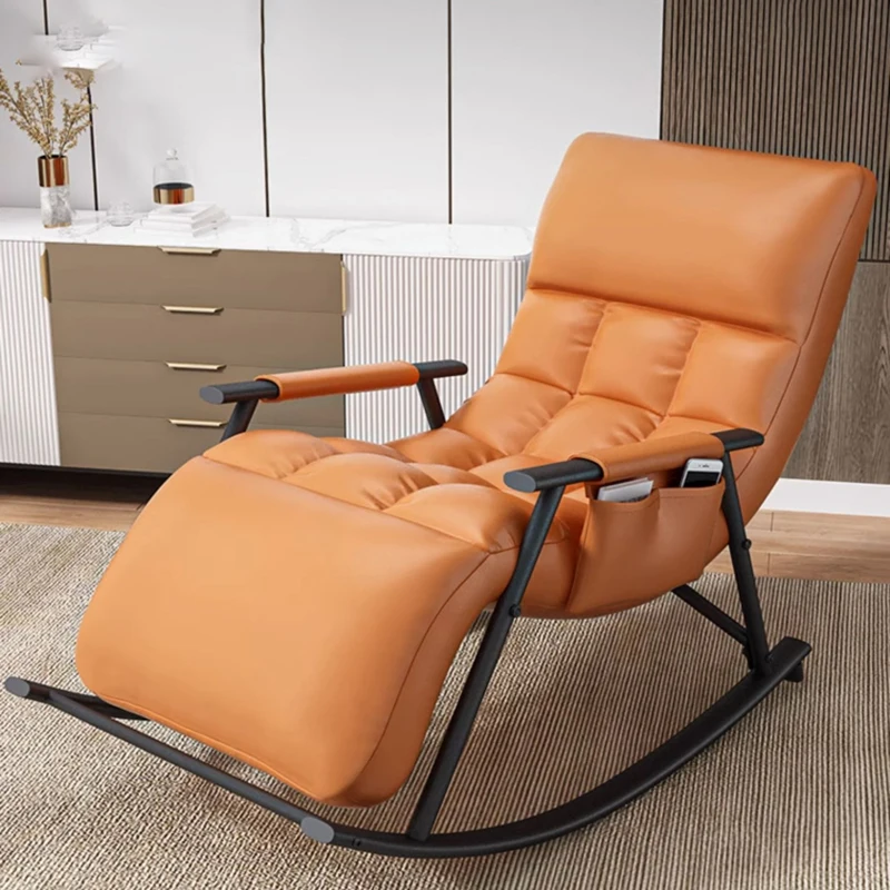 

Unique Orange Recliner Floor Chair Nook Back Rest Luxury Nordic Office Chairs Modern Balcony Arredamento Living Room Furniture