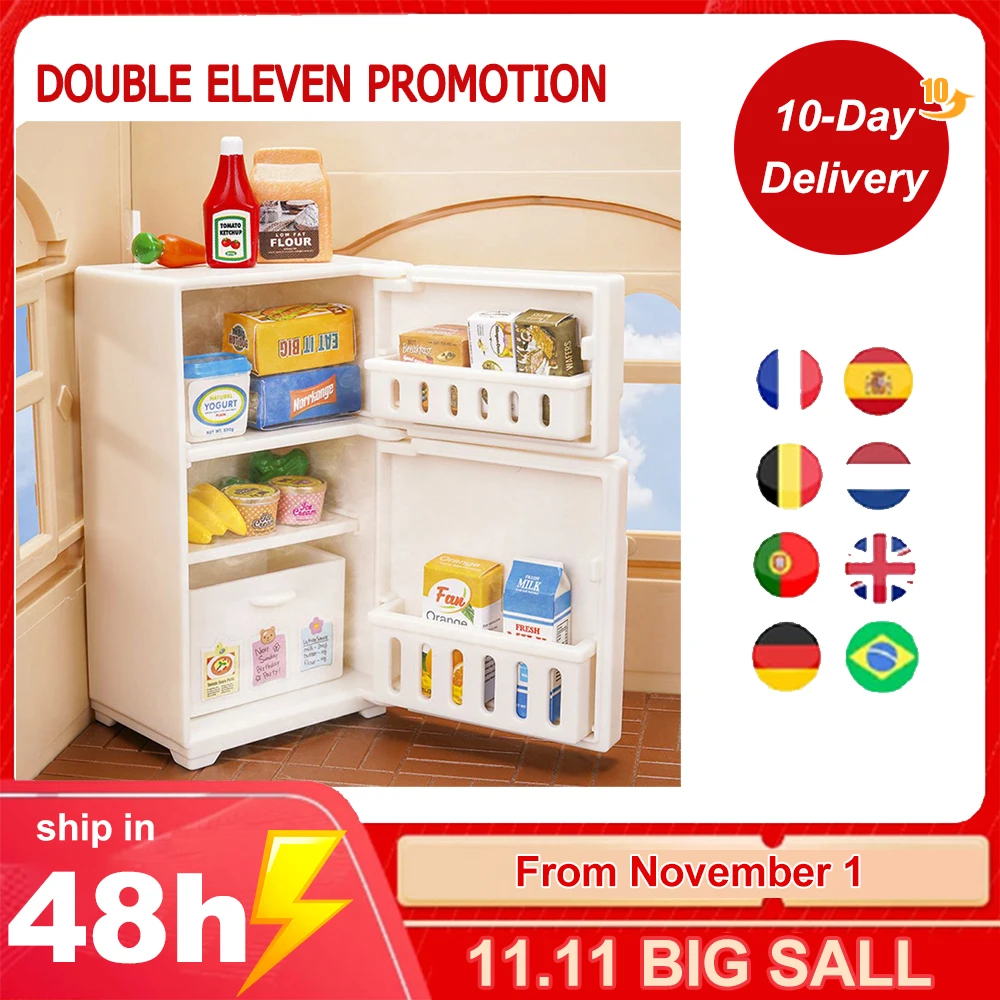 

16Pcs/Set Doll House 1:12 Freezer Model Miniature Furniture Dollhouse Accessories White Refrigerator Kitchen Toy For Girl Gifts
