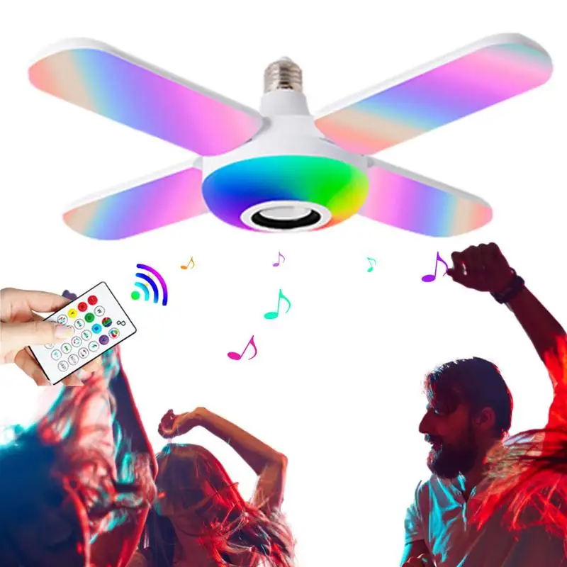 

Умные вечерние ные фонари для вечеринок, диско-освещение с 4 лезвиями, с дистанционным управлением, меняющие цвет светодиодные лампы с музык...