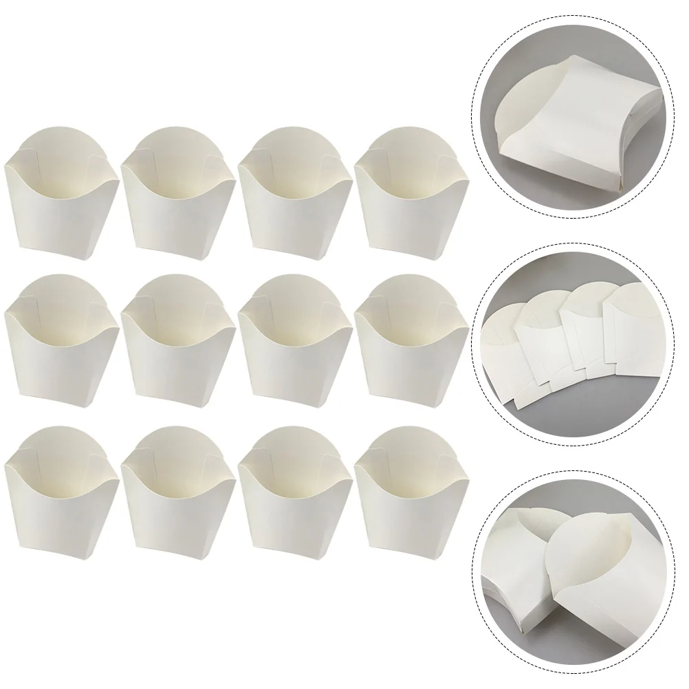 

French Holder Fry Paper Snack Box Cupscontainer Disposablebagpopcorn White Fried Fries Boxes Compact Snacks Sandwich Cream Ice