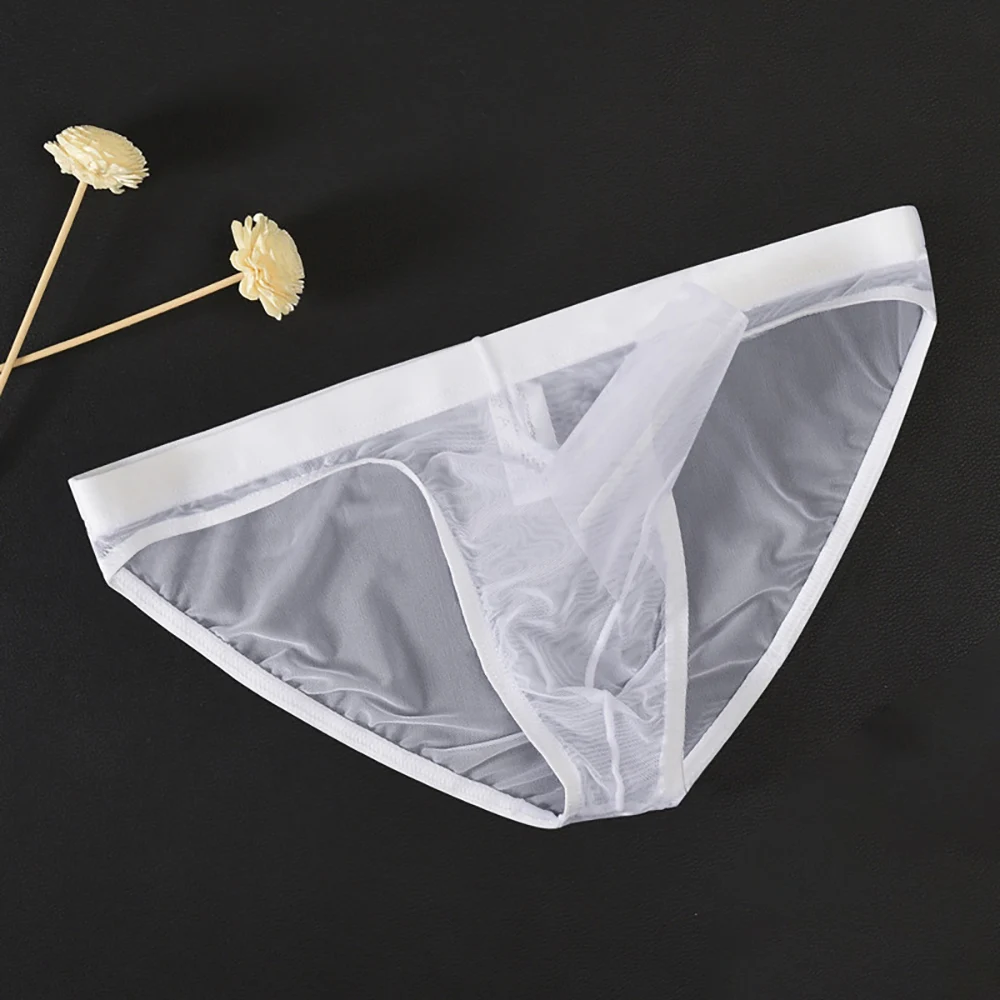 

Men Briefs Sexy L/XL/2XL Netting New T-Back Tangas Thin Thong Underwear Bikini Briefs Elastic G-String Durable
