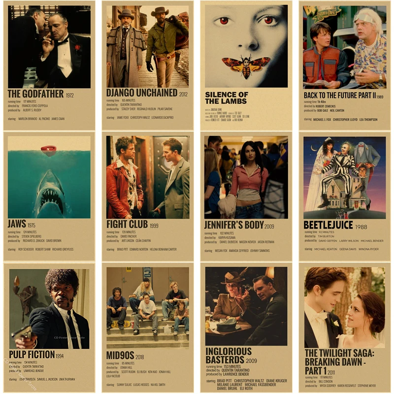 Винтаж, классическое кино плакат, рисунок из крафт-бумаги в стиле «Бойцовский клуб», декор для домашней комнаты, бара, кафе, кинотеатра, эстетическое художественное искусство, настенная живопись