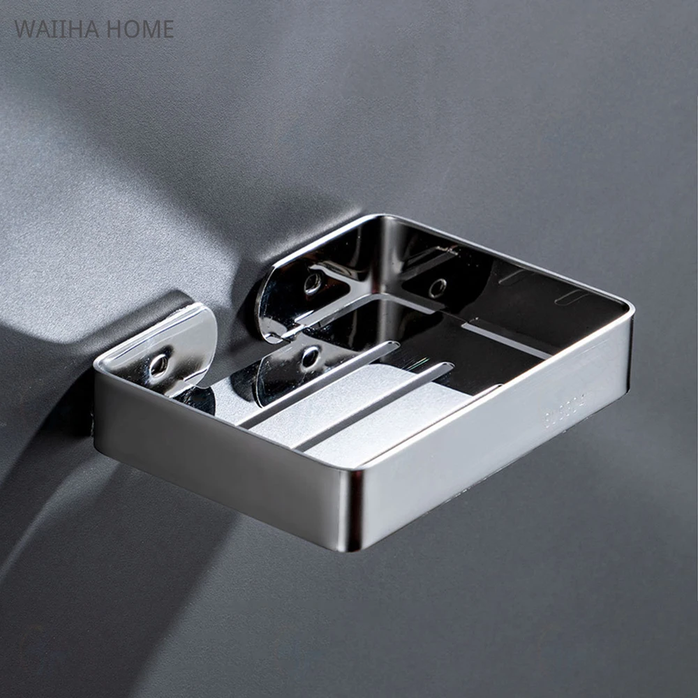 

Bath Soap Dishes Storage Drain Dish Wall Holder Matal Silver Stainless Steel Plate Box Container Toilet Rack Bathroom Accerories