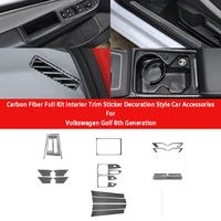 carbon fiber central control door handle interior trim stickers decoration car accessories for volkswagen golf 8th generation