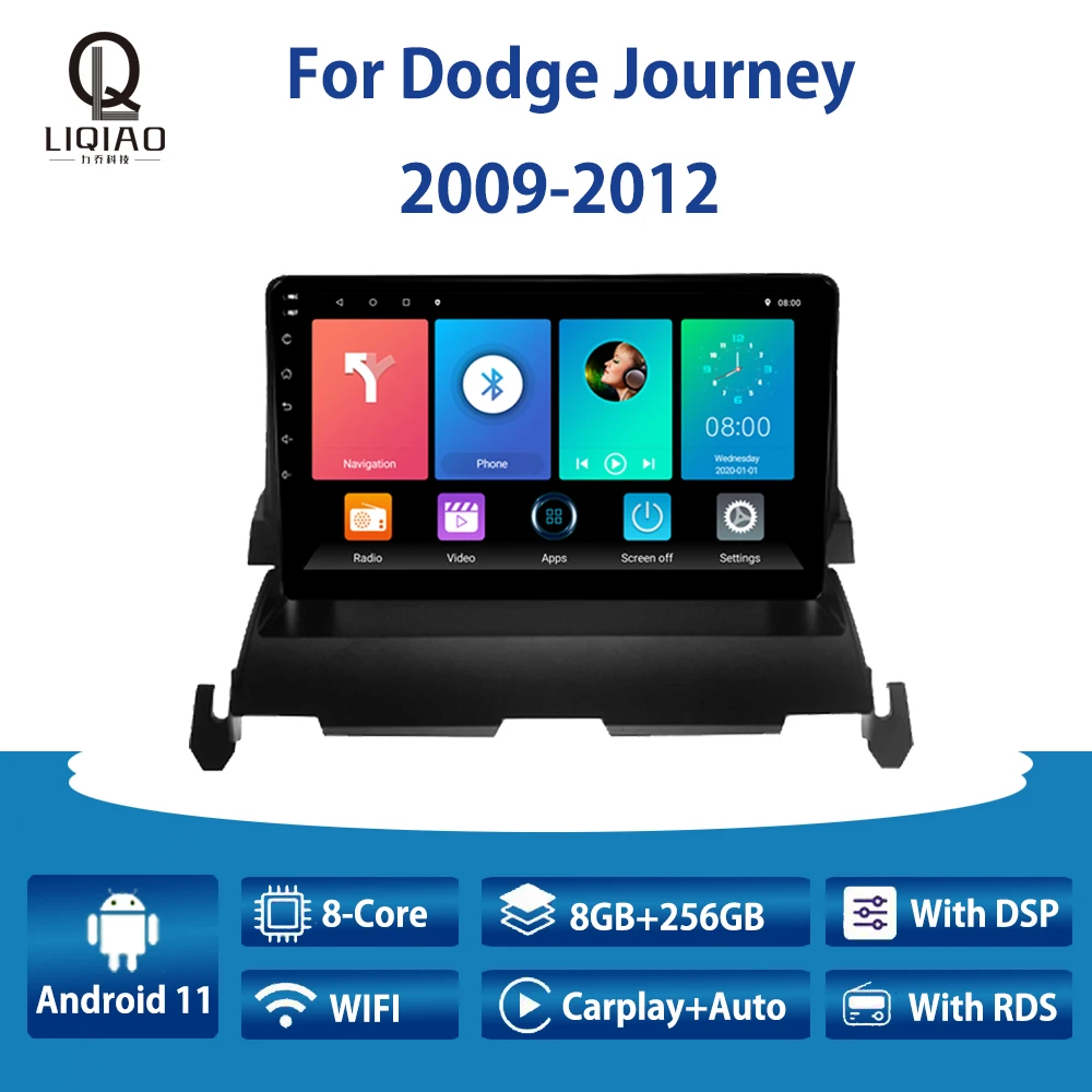 

LIQIAO 2din Car Radio For Dodge Journey 2009-2012 Carplay Multimidia Video Player Navigation GPS Rear View Camera Bluetooth WIFI