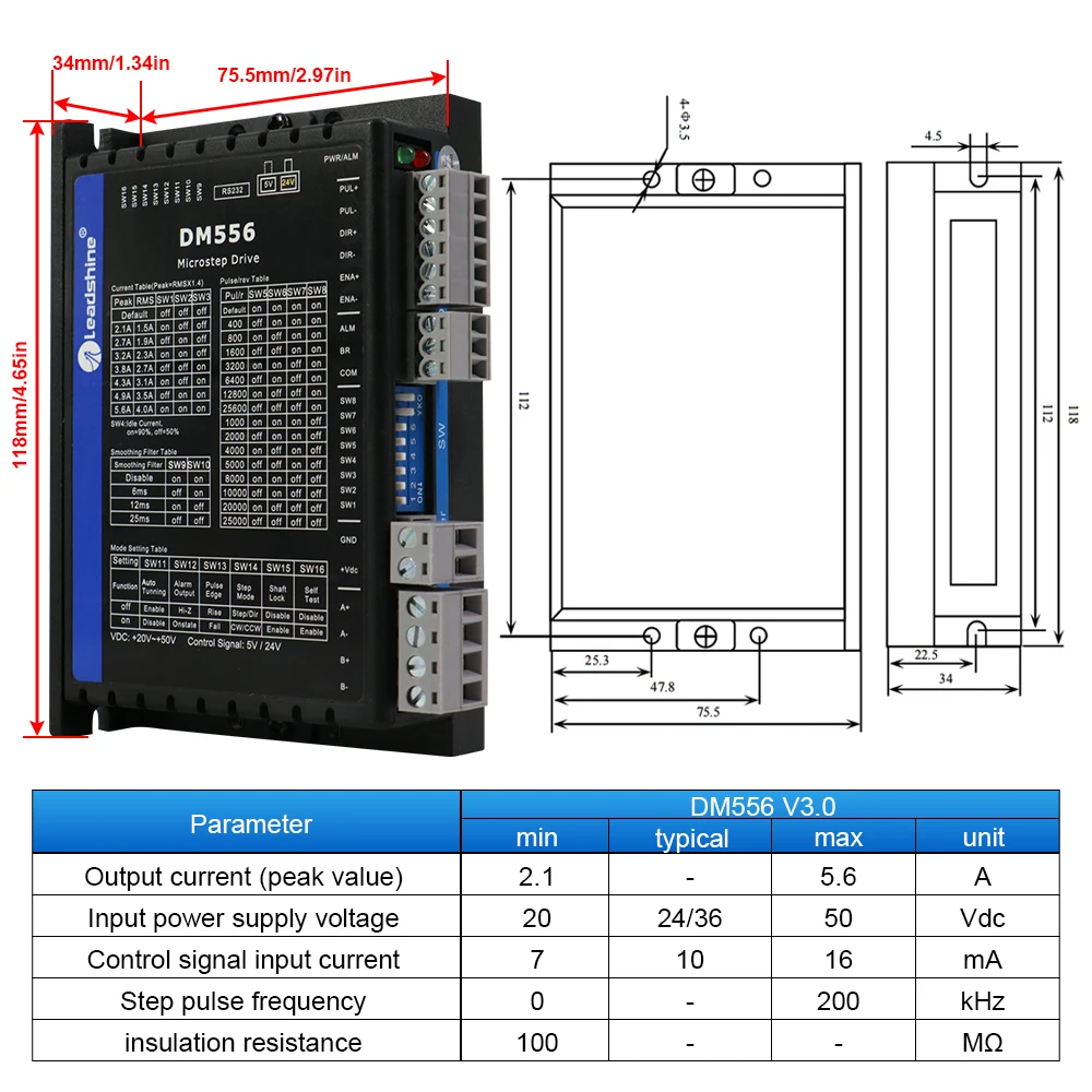 

Драйвер шагового двигателя Leadshine DM556