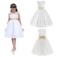 birthday party dress kids white lace flower girl dress summer princess clothing teen girls pageant evening wedding bridesmaid