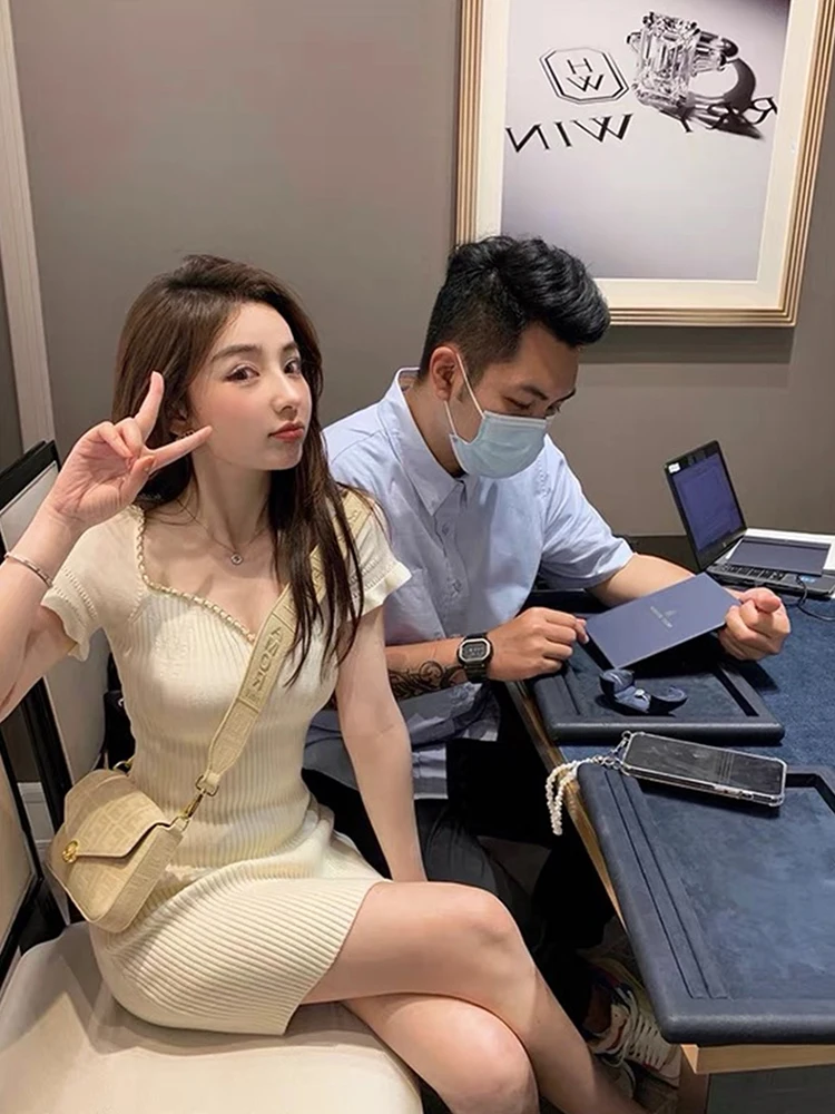 Женское трикотажное облегающее мини-платье Повседневное платье с коротким