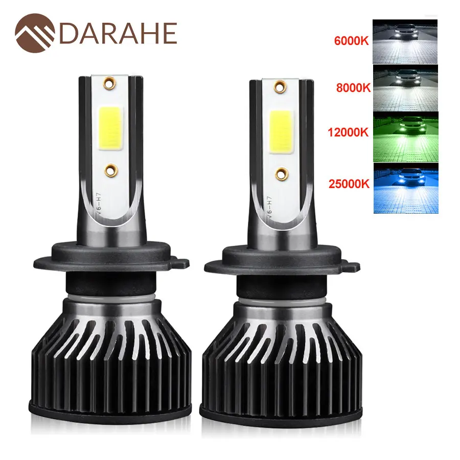 

DARAHE H7 H4 H11 Led Bulb H1 Led Headlight Bulb H3 HB3 HB4 9005 9006 Lamp 6000K 12000LM Turbo LED Light Kit NO FAN