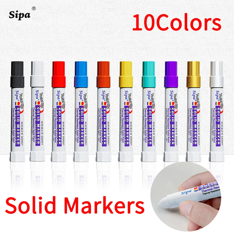 

Маркеры Sipa Solid Paint — перманентные маркеры — маркеры для окон, дерева и стекла, 10 цветов