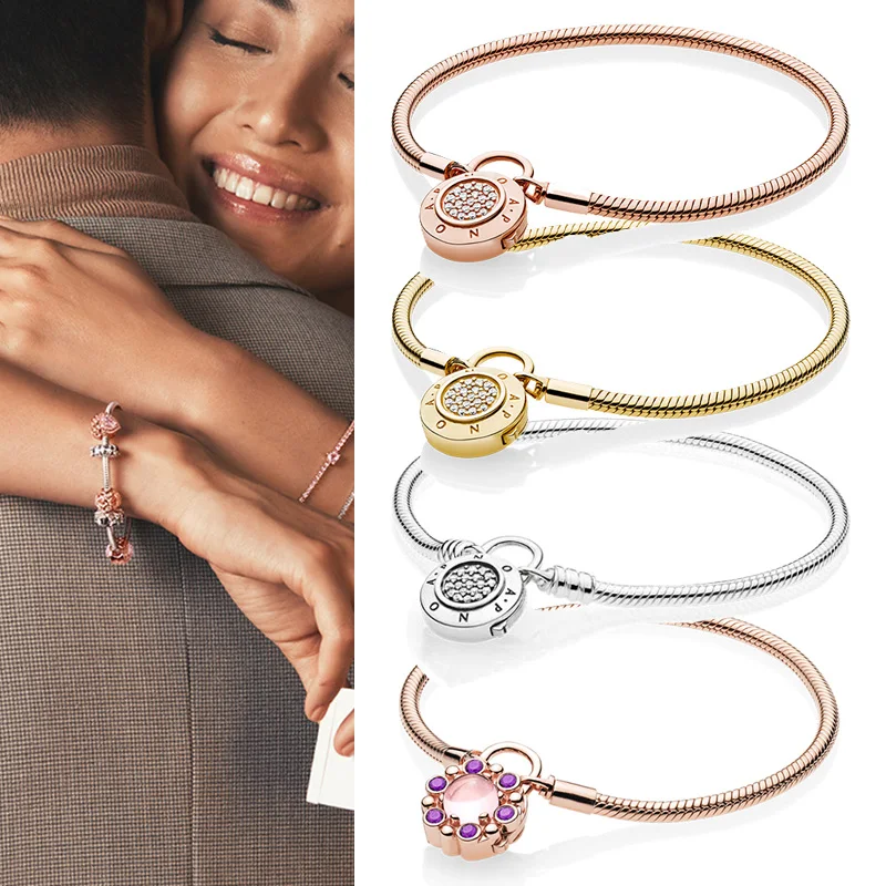 

New 100% 925 Sterling Silver Round Crown Lock Clasp Bracelet Suitable For Women's Wedding Fashion Jewelry