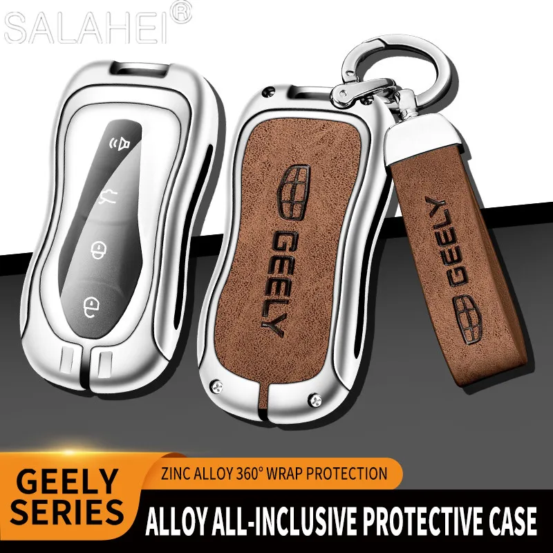 

Zinc Alloy Car Key Fob Case Full Cover Protect Shell Bag Accessories For Geely Azkarra FY11 Atlas Pro New Emgrand GS X6 SUV EC7