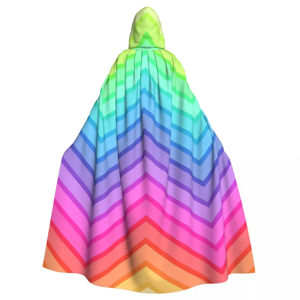 Unisex Adult Rainbow Chevron Pattern Cloak with Hood Long Witch Costume Cosplay