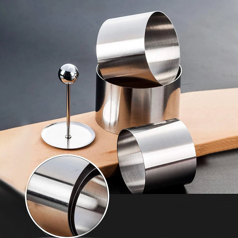 4 шт. круглая форма для холодного блюда из нержавеющей стали с толкающей тарелкой