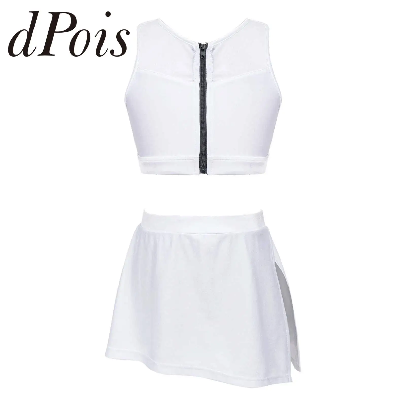 

Kids Activewear Girls Tennis Skirt and Tank Set Teens Tennis Golf Outfit Training Suit Sportswear Children Performance Dancewear