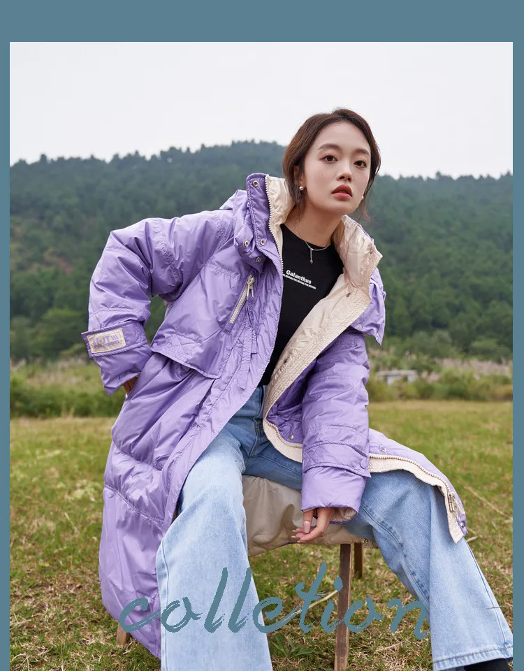 

Fast Shipping Long Hooded Windproof Down Jacket Women2023 Winter New Warm White Duck Down Jacket Women Jackets for Women